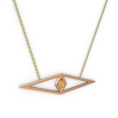 Göz Kolye - Sitrin 18 ayar rose altın kolye (40 cm gümüş rolo zincir) #zb94sf