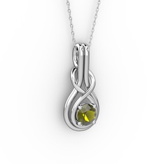 Peridot 925 ayar gümüş kolye (40 cm beyaz altın rolo zincir)