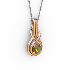Peridot 14 ayar rose altın kolye (40 cm gümüş rolo zincir)