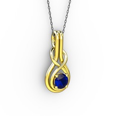 Düğüm Kolye - Lab safir 8 ayar altın kolye (40 cm gümüş rolo zincir) #169rgbh