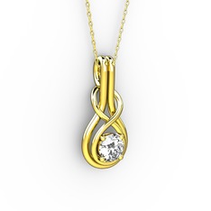 Düğüm Kolye - Pırlanta 18 ayar altın kolye (0.5 karat, 40 cm altın rolo zincir) #169rzs5