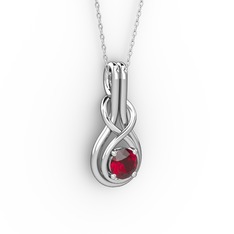 Düğüm Kolye - Garnet 18 ayar beyaz altın kolye (40 cm beyaz altın rolo zincir) #18yllc6