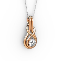 Düğüm Kolye - Swarovski 18 ayar rose altın kolye (40 cm beyaz altın rolo zincir) #19ndkv1