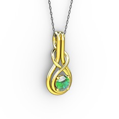 Düğüm Kolye - Yeşil kuvars 8 ayar altın kolye (40 cm gümüş rolo zincir) #19q7mgx
