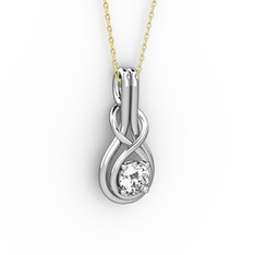 Düğüm Kolye - Pırlanta 18 ayar beyaz altın kolye (0.5 karat, 40 cm gümüş rolo zincir) #1aizfjh