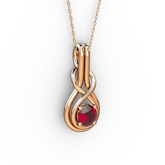 Düğüm Kolye - Garnet 8 ayar rose altın kolye (40 cm gümüş rolo zincir) #1b4eejm