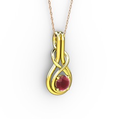 Düğüm Kolye - Kök yakut 18 ayar altın kolye (40 cm gümüş rolo zincir) #1e51f9c