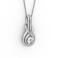 Swarovski 14 ayar beyaz altın kolye (40 cm gümüş rolo zincir)