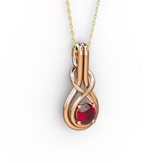 Düğüm Kolye - Garnet 925 ayar rose altın kaplama gümüş kolye (40 cm gümüş rolo zincir) #1ggl35a