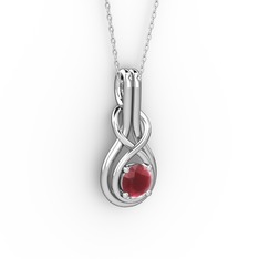 Düğüm Kolye - Kök yakut 8 ayar beyaz altın kolye (40 cm beyaz altın rolo zincir) #1ieky82