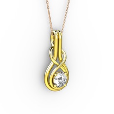 Düğüm Kolye - Swarovski 8 ayar altın kolye (40 cm gümüş rolo zincir) #1lem0n0