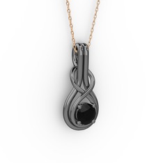 Düğüm Kolye - Siyah zirkon 925 ayar siyah rodyum kaplama gümüş kolye (40 cm gümüş rolo zincir) #1m41s4q