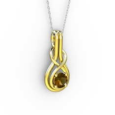Düğüm Kolye - Dumanlı kuvars 18 ayar altın kolye (40 cm beyaz altın rolo zincir) #1qmo0a8