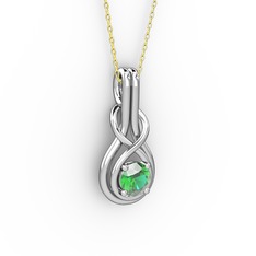 Düğüm Kolye - Yeşil kuvars 925 ayar gümüş kolye (40 cm gümüş rolo zincir) #1vltif4