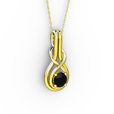 Düğüm Kolye - Siyah zirkon 18 ayar altın kolye (40 cm altın rolo zincir) #1vp32bd