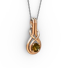 Düğüm Kolye - Dumanlı kuvars 14 ayar rose altın kolye (40 cm gümüş rolo zincir) #24n0p7