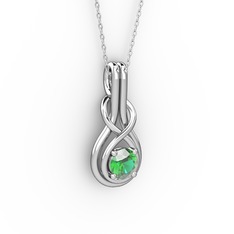 Düğüm Kolye - Yeşil kuvars 925 ayar gümüş kolye (40 cm beyaz altın rolo zincir) #2vwli7