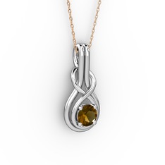 Düğüm Kolye - Dumanlı kuvars 18 ayar beyaz altın kolye (40 cm gümüş rolo zincir) #3a5xmj