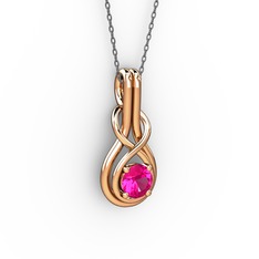 Rodolit garnet 8 ayar rose altın kolye (40 cm gümüş rolo zincir)