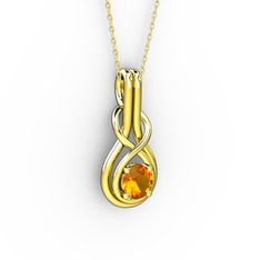 Düğüm Kolye - Sitrin 18 ayar altın kolye (40 cm altın rolo zincir) #8r3k4g