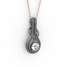 Düğüm Kolye - Pırlanta 925 ayar siyah rodyum kaplama gümüş kolye (0.5 karat, 40 cm gümüş rolo zincir) #97tgbd
