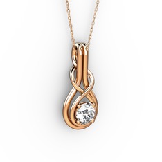 Düğüm Kolye - Swarovski 925 ayar rose altın kaplama gümüş kolye (40 cm gümüş rolo zincir) #9obyn7