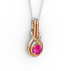 Düğüm Kolye - Rodolit garnet 925 ayar rose altın kaplama gümüş kolye (40 cm gümüş rolo zincir) #a4dco