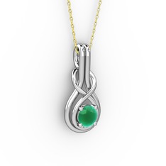 Düğüm Kolye - Kök zümrüt 925 ayar gümüş kolye (40 cm gümüş rolo zincir) #h70t9k