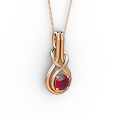 Düğüm Kolye - Garnet 18 ayar rose altın kolye (40 cm rose altın rolo zincir) #htmdmv