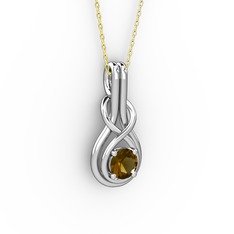 Düğüm Kolye - Dumanlı kuvars 18 ayar beyaz altın kolye (40 cm altın rolo zincir) #iyd5tn