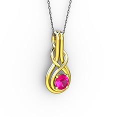 Rodolit garnet 14 ayar altın kolye (40 cm gümüş rolo zincir)
