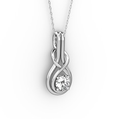 Düğüm Kolye - Pırlanta 925 ayar gümüş kolye (0.5 karat, 40 cm beyaz altın rolo zincir) #riudmm