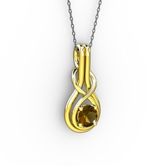 Düğüm Kolye - Dumanlı kuvars 8 ayar altın kolye (40 cm gümüş rolo zincir) #wt3xvp