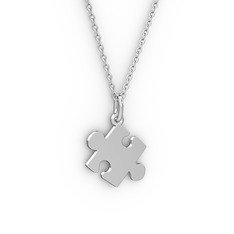 Puzzle Kolye - 18 ayar beyaz altın kolye (40 cm beyaz altın rolo zincir) #13ejg3e