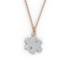 Puzzle Kolye - 925 ayar gümüş kolye (40 cm rose altın rolo zincir) #16hgm48