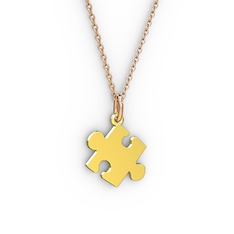 Puzzle Kolye - 18 ayar altın kolye (40 cm rose altın rolo zincir) #1bn4wil