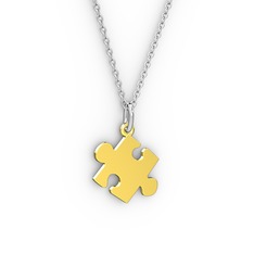 Puzzle Kolye - 18 ayar altın kolye (40 cm gümüş rolo zincir) #1fwudx3