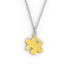 Puzzle Kolye - 8 ayar altın kolye (40 cm beyaz altın rolo zincir) #1pwrq6s