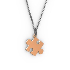 Puzzle Kolye - 18 ayar rose altın kolye (40 cm gümüş rolo zincir) #i05a1n