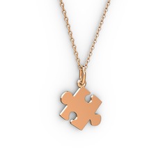 Puzzle Kolye - 14 ayar rose altın kolye (40 cm rose altın rolo zincir) #j0kf3x