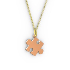 Puzzle Kolye - 14 ayar rose altın kolye (40 cm altın rolo zincir) #vuhq9s