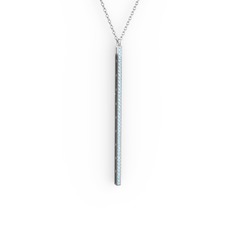 Su Yolu Kolye - Akuamarin 925 ayar gümüş kolye (40 cm beyaz altın rolo zincir) #1049b3q
