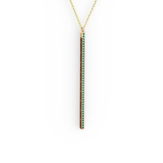 Su Yolu Kolye - Yeşil kuvars 18 ayar rose altın kolye (40 cm altın rolo zincir) #10mghzu