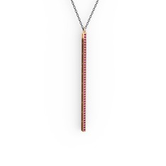 Su Yolu Kolye - Rodolit garnet 925 ayar rose altın kaplama gümüş kolye (40 cm gümüş rolo zincir) #11wfx9u