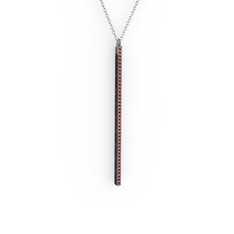 Garnet 925 ayar siyah rodyum kaplama gümüş kolye (40 cm beyaz altın rolo zincir)