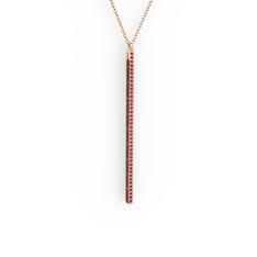 Su Yolu Kolye - Rodolit garnet 925 ayar rose altın kaplama gümüş kolye (40 cm rose altın rolo zincir) #1303jjy