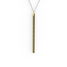 Su Yolu Kolye - Siyah zirkon 14 ayar altın kolye (40 cm gümüş rolo zincir) #13haque