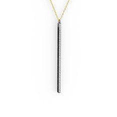 Su Yolu Kolye - Swarovski 925 ayar siyah rodyum kaplama gümüş kolye (40 cm altın rolo zincir) #14m51m