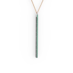 Su Yolu Kolye - Yeşil kuvars 8 ayar beyaz altın kolye (40 cm rose altın rolo zincir) #14xerqr