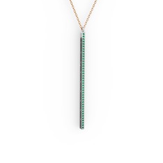 Yeşil kuvars 8 ayar beyaz altın kolye (40 cm rose altın rolo zincir)